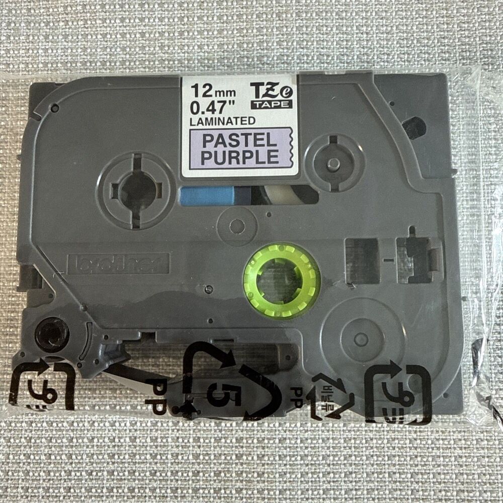 Genuine Brother TZe-MQF31 P-touch Label Maker Tape TZeMQF31 Black/Pastel Purple